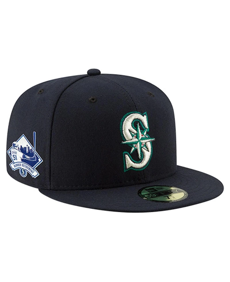 New Era Men's Ichiro Suzuki Navy Seattle Mariners Number Retirement 59FIFTY Fitted Hat