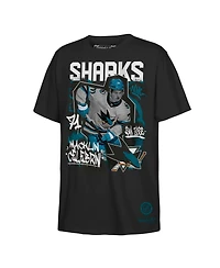 Mitchell & Ness Big Boys and Girls Macklin Celebrini Black San Jose Sharks Photo Reel Graphic T-Shirt
