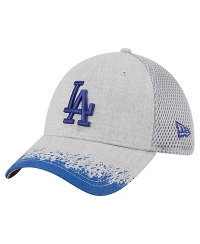 New Era Men's Gray Los Angeles Dodgers Visor Paint Splatter 39THIRTY Flex Hat