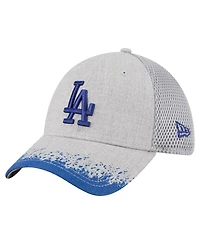 New Era Men's Gray Los Angeles Dodgers Visor Paint Splatter 39THIRTY Flex Hat