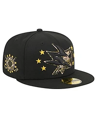 New Era Men's Black San Jose Sharks Military Appreciation Digital Camo Stars 59FIFTY Fitted Hat