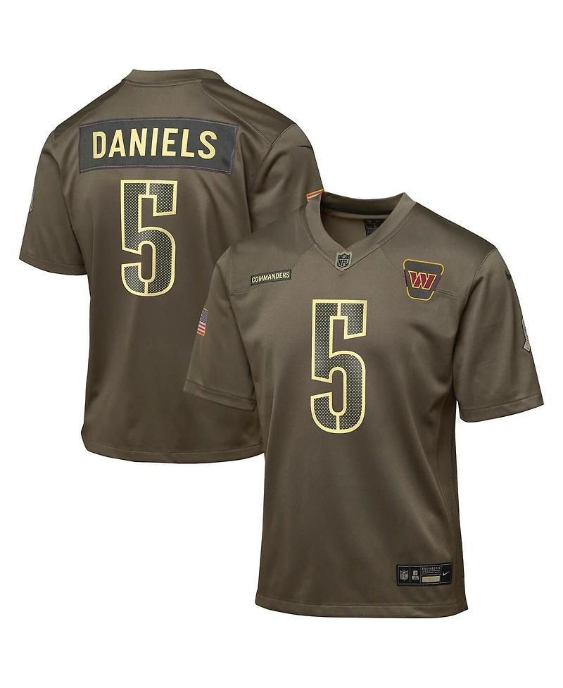 Nike Big Boys and Girls Jayden Daniels Olive Washington Commanders 2025 Salute to Service Game Jersey