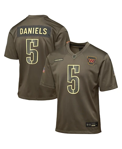 Nike Big Boys and Girls Jayden Daniels Olive Washington Commanders 2025 Salute to Service Game Jersey