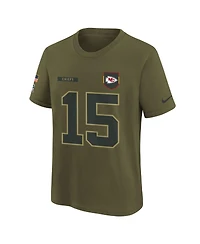 Nike Big Boys and Girls Patrick Mahomes Olive Kansas City Chiefs 2025 Salute to Service Name Number T-Shirt