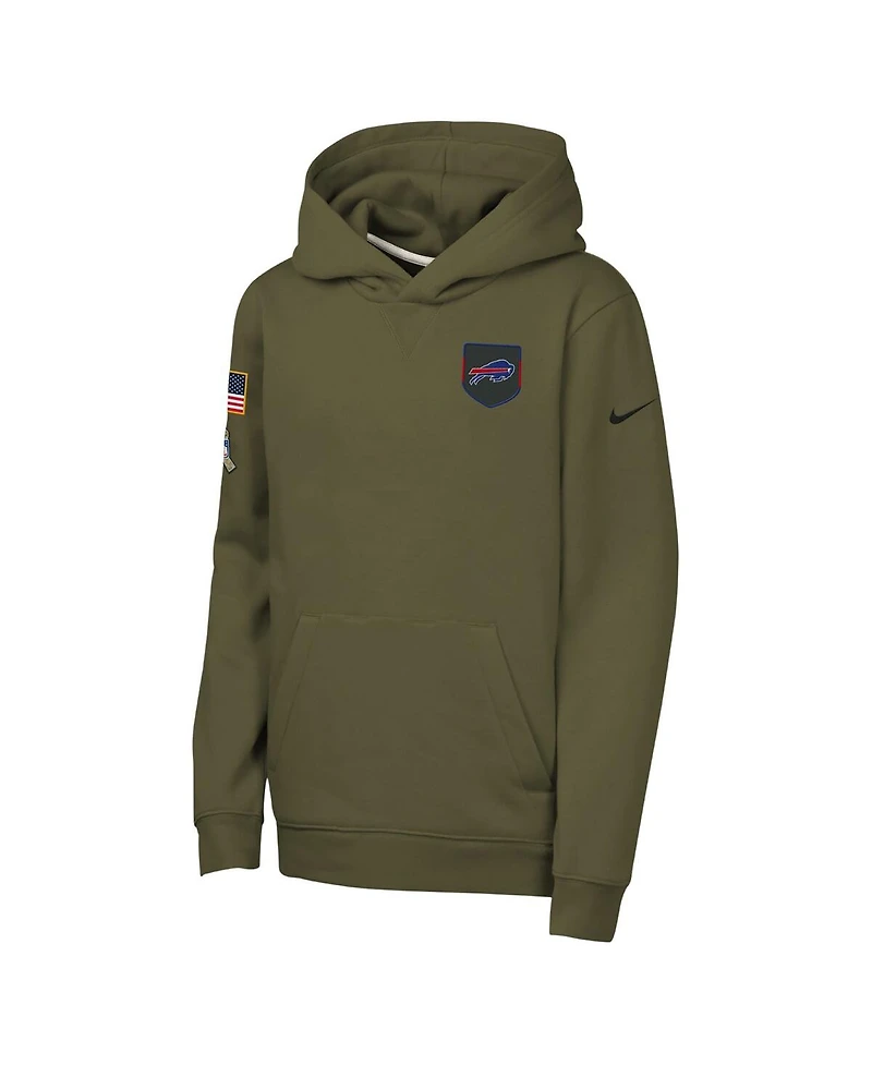 Nike Big Boys and Girls Olive Buffalo Bills 2025 Salute to Service Club Fleece Hoodie