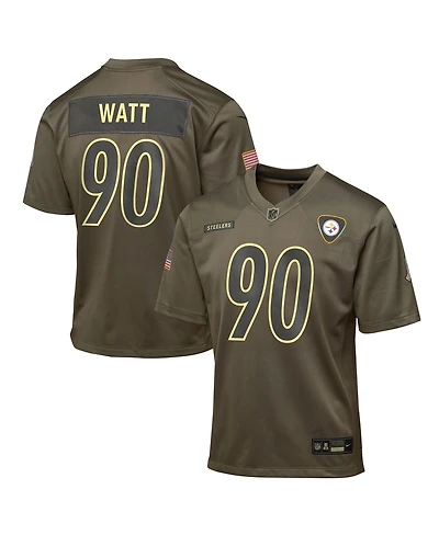 Nike Big Boys and Girls T.j. Watt Olive Pittsburgh Steelers 2025 Salute to Service Game Jersey