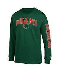 Champion Men's Green Miami Hurricanes Arch Over Logo 2-Hit Long Sleeve T-Shirt