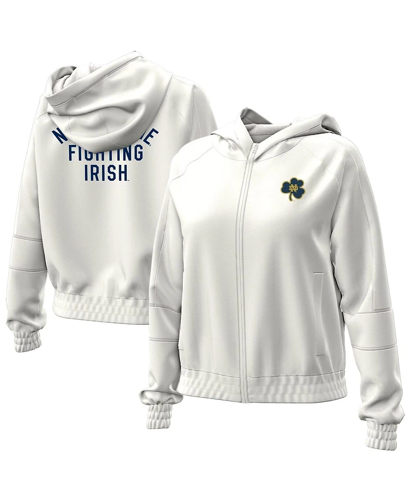 Under Armour Women's Natural Notre Dame Fighting Irish Gameday Rival Fleece Full-Zip Cropped Hoodie