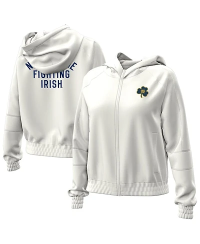 Under Armour Women's Natural Notre Dame Fighting Irish Gameday Rival Fleece Full-Zip Cropped Hoodie