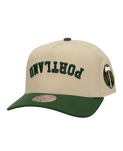 Mitchell & Ness Men's Cream/Green Portland Timbers Upside Down Pro Pinch Snapback Hat
