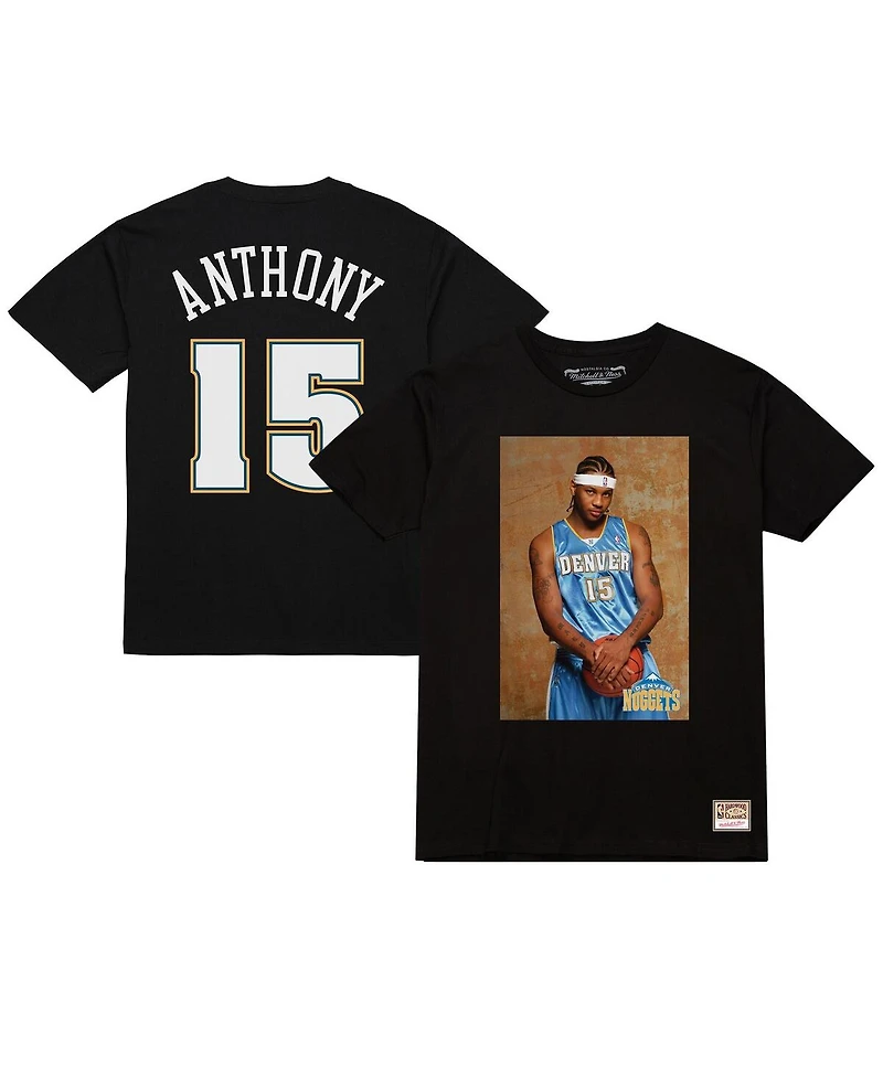 Mitchell & Ness Men's Carmelo Anthony Black Denver Nuggets Rookie Photo Name Number T-Shirt