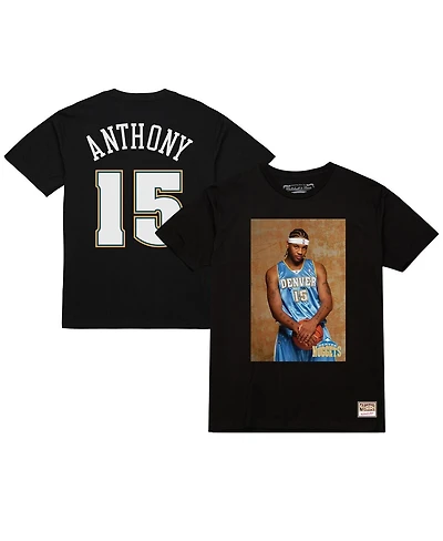 Mitchell & Ness Men's Carmelo Anthony Black Denver Nuggets Rookie Photo Name Number T-Shirt