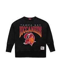 Mitchell & Ness Women's Black Tampa Bay Buccaneers Delineate Mineral Wash Crewneck Sweatshirt
