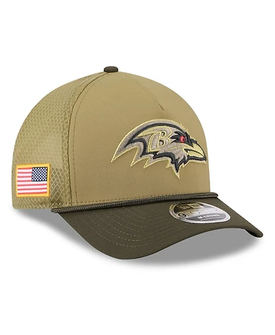 New Era Big Boys and Girls Green/Dark Green Baltimore Ravens 2025 Salute to Service 9FORTY A-Frame Adjustable Hat