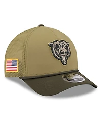 New Era Big Boys and Girls Green/Dark Green Chicago Bears 2025 Salute to Service 9FORTY A-Frame Adjustable Hat