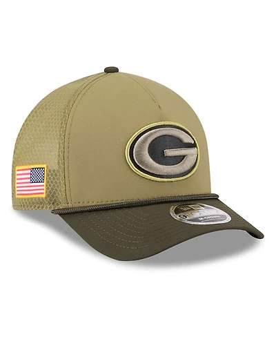 New Era Big Boys and Girls Green/Dark Green Green Bay Packers 2025 Salute to Service 9FORTY A-Frame Adjustable Hat