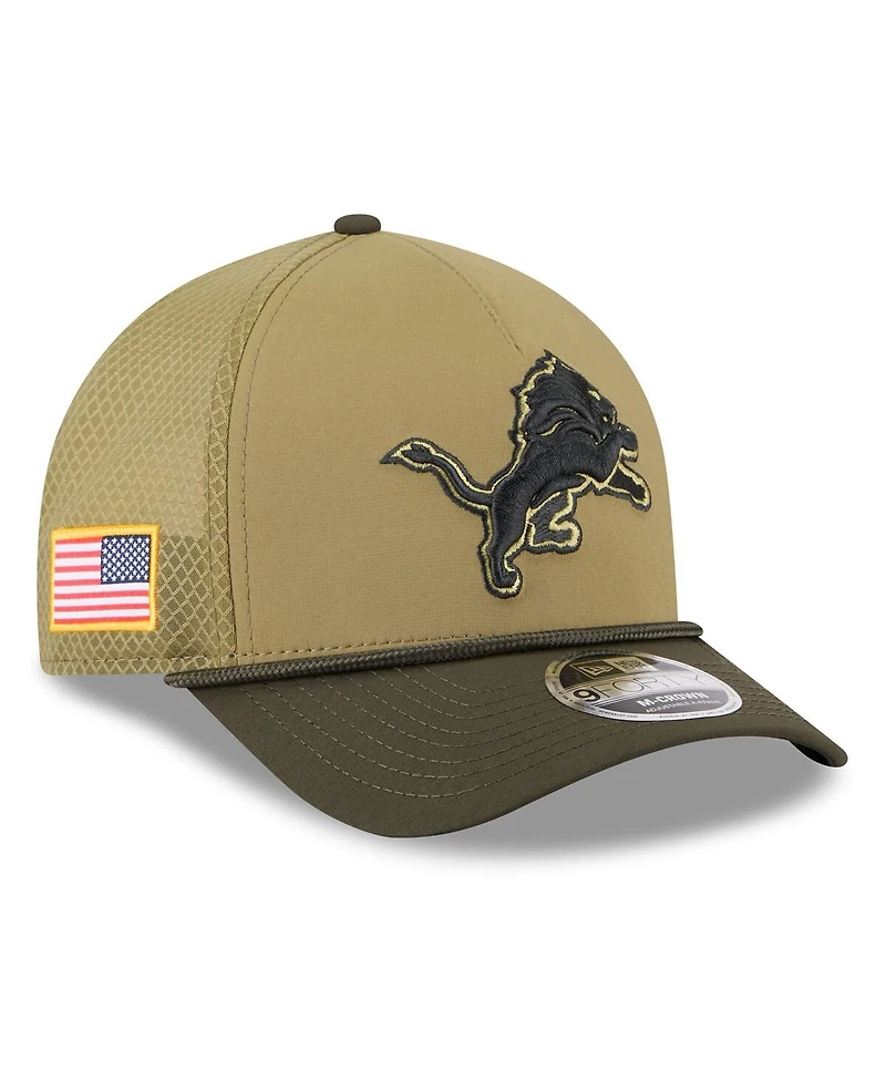 New Era Men's Green Detroit Lions 2025 Salute to Service 9FORTY A-Frame M-Crown Adjustable Hat