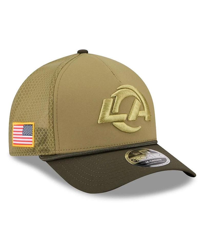 New Era Men's Green Los Angeles Rams 2025 Salute to Service 9FORTY A-Frame M-Crown Adjustable Hat