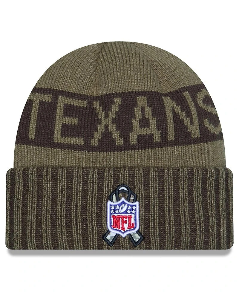 New Era Men's Dark Green Houston Texans 2025 Salute to Service Cuffed Knit Hat