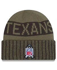 New Era Men's Dark Green Houston Texans 2025 Salute to Service Cuffed Knit Hat