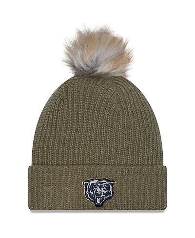 New Era Women's Dark Green Chicago Bears 2025 Salute to Service Cuffed Knit with Pom Hat