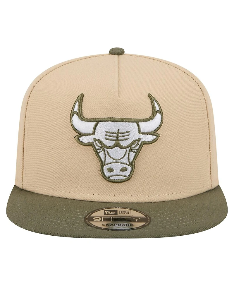 New Era Men's Khaki/Olive Chicago Bulls Color Pack Two-Tone A-Frame 9FIFTY Snapback Hat