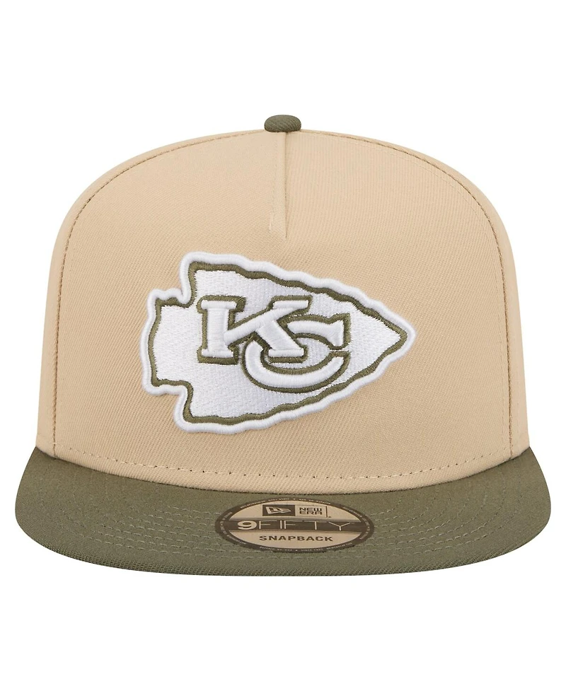 New Era Men's Light Beige/Olive Kansas City Chiefs Color Pack A-Frame 9FIFTY Snapback Hat