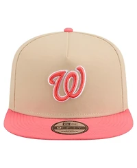 New Era Men's Light Beige/Coral Washington Nationals Color Pack A-Frame 9FIFTY Snapback Hat
