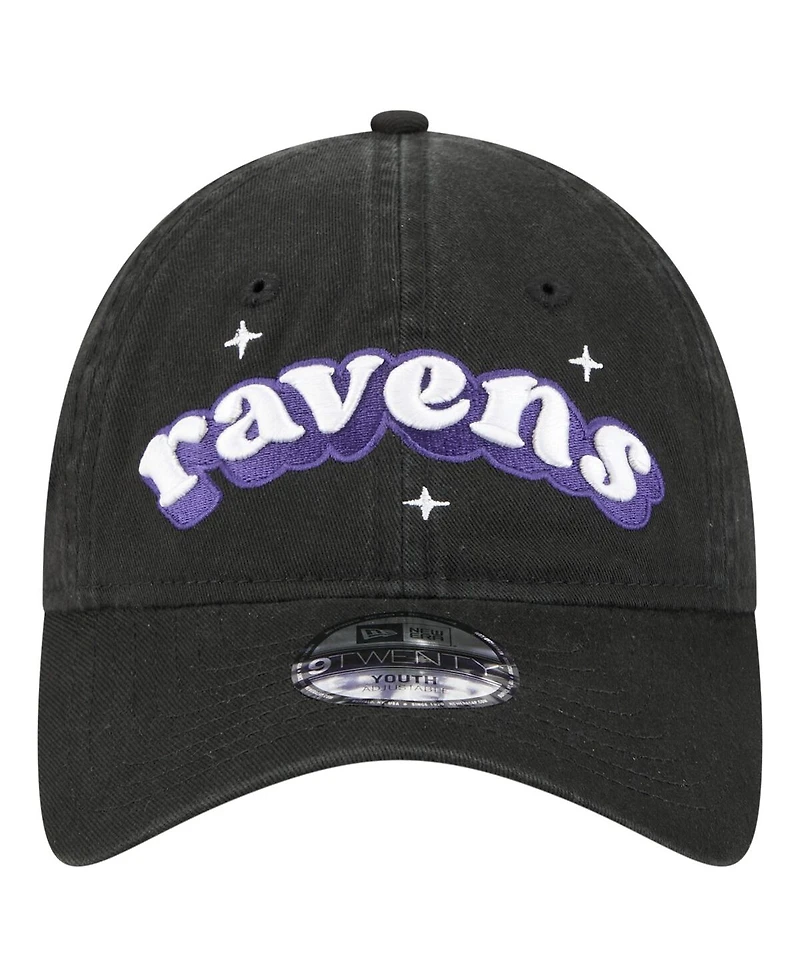 New Era Big Girls Black Baltimore Ravens Cheer 9TWENTY Adjustable Hat