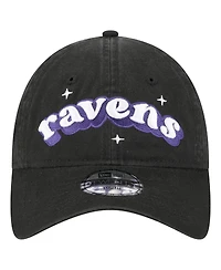 New Era Big Girls Black Baltimore Ravens Cheer 9TWENTY Adjustable Hat
