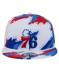 New Era Men's White Philadelphia 76ers Paint 9FIFTY Snapback Hat