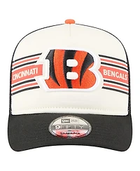 New Era Men's Cream/Black Cincinnati Bengals Banner A-Frame 9FIFTY Trucker Snapback Hat