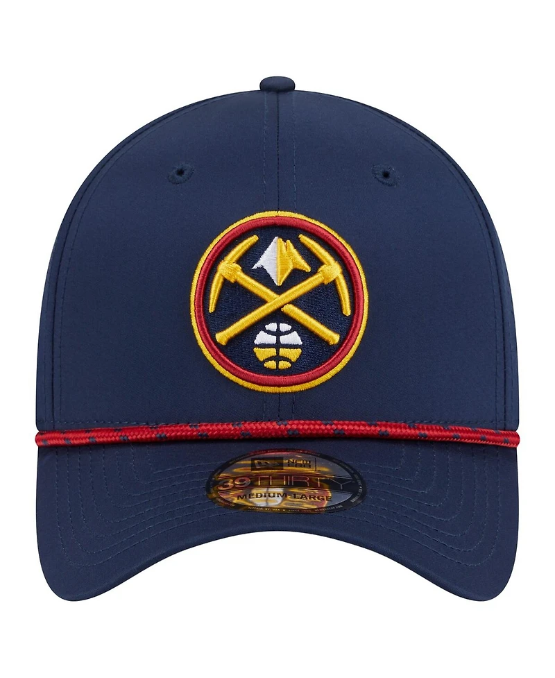 New Era Men's Navy Denver Nuggets Featherweight Poly Rope Flex 39Thirty Hat