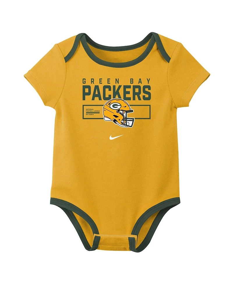 Nike Baby Boys and Girls 3-Piece Green Bay Packers Bodysuit Set