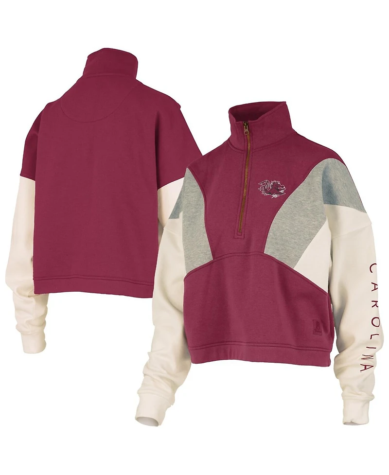 Pressbox Women's Garnet South Carolina Gamecocks Ferrara Color Block Quarter-Zip Sweatshirt