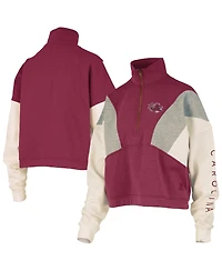 Pressbox Women's Garnet South Carolina Gamecocks Ferrara Color Block Quarter-Zip Sweatshirt