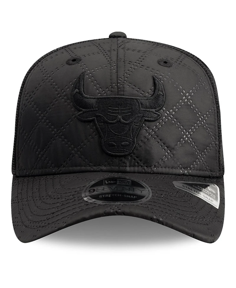 New Era Men's Black Chicago Bulls Quilted Nylon 9SEVENTY Trucker Adjustable Hat