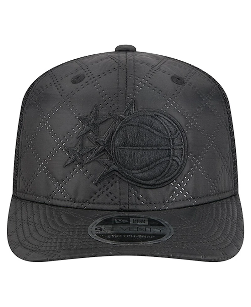 New Era Men's Black Orlando Magic Quilted Nylon 9SEVENTY Trucker Adjustable Hat