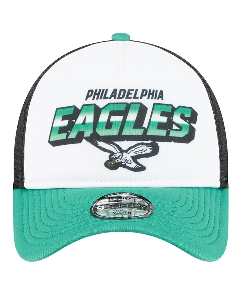 New Era Toddler White/Kelly Green Philadelphia Eagles Throwback Streak 9FORTY A-Frame Adjustable Hat