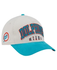 New Era Men's Cream/Aqua Miami Dolphins Throwback Two-Tone Sided Corduroy 9FORTY A-Frame Adjustable Hat