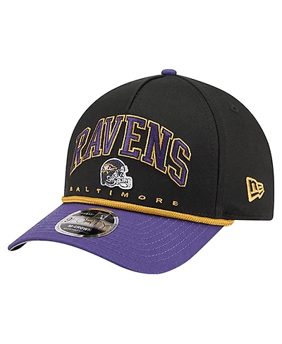New Era Men's Black Baltimore Ravens Arch 9FORTY A-Frame Adjustable Hat