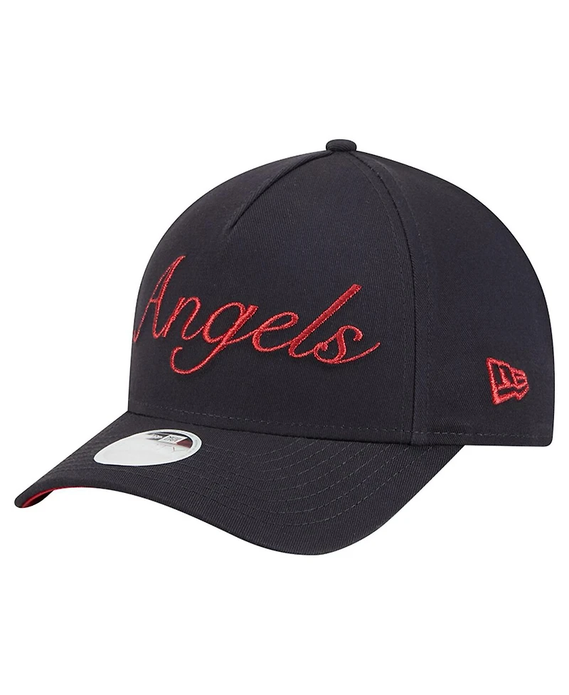 New Era Women's Navy Los Angeles Angels Metallic A-Frame 9FORTY Adjustable Hat
