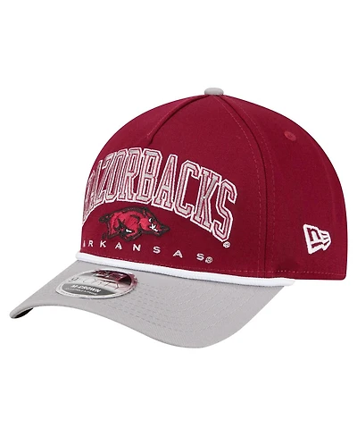 New Era Men's Cardinal/Gray Arkansas Razorbacks Arch Two-Tone Rope 9FORTY A-Frame M-Crown Adjustable Hat