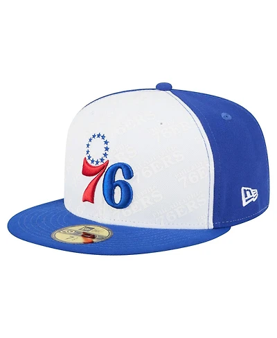 New Era Men's White/Royal Philadelphia 76ers Repeat 59Fifty Fitted Hat