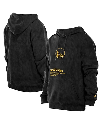 New Era Men's Black Golden State Warriors Sport Night Mineral Wash Pullover Hoodie