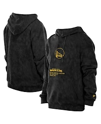 New Era Men's Black Golden State Warriors Sport Night Mineral Wash Pullover Hoodie