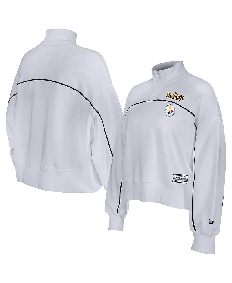 New Era Women's White Pittsburgh Steelers Functional Fandom Quarter-Zip Sweatshirt