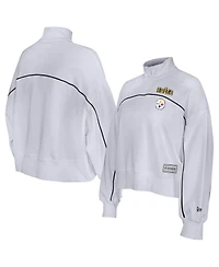 New Era Women's White Pittsburgh Steelers Functional Fandom Quarter-Zip Sweatshirt