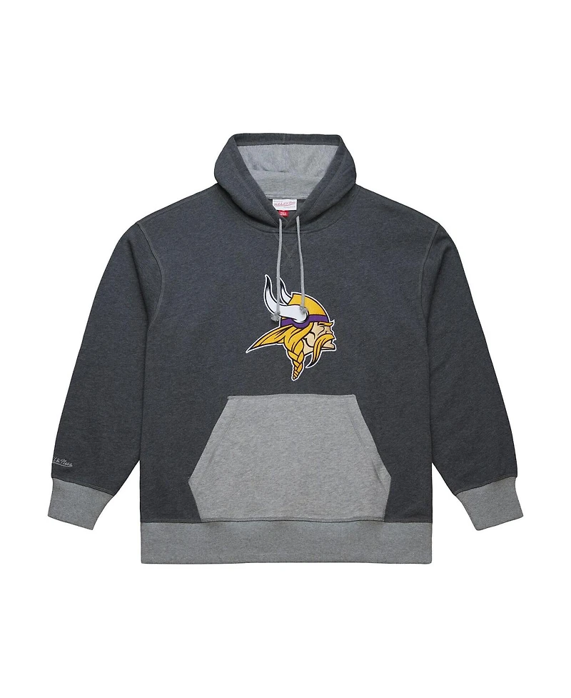 Mitchell & Ness Men's Heather Black Minnesota Vikings Legacy Collection Raglan Fleece Hoodie