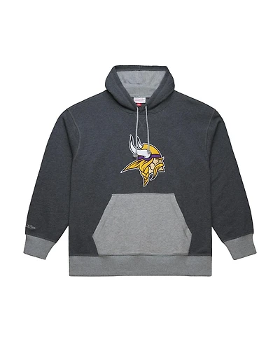 Mitchell & Ness Men's Heather Black Minnesota Vikings Legacy Collection Raglan Fleece Hoodie